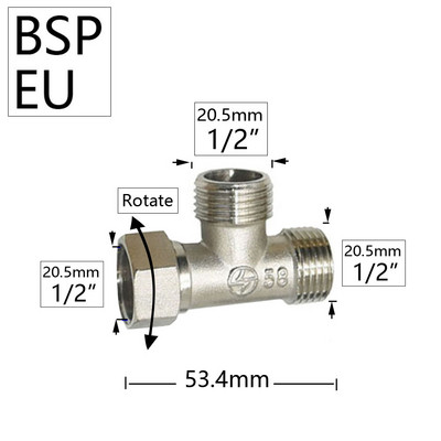 Žalvario 1/2`` 3/4`` 1 colio sriegio jungties trišakis alkūnės skersinio galo mova varinis adapteris sodo vandens vamzdžių jungiamosios detalės