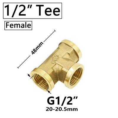 Žalvario 1/2`` 3/4`` 1 colio sriegio jungties trišakis alkūnės skersinio galo mova varinis adapteris sodo vandens vamzdžių jungiamosios detalės