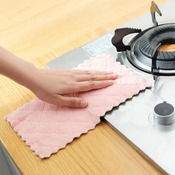 10 τμχ Σούπερ απορροφητικό μικροΐνες πανί πιάτων κουζίνας Υψηλής απόδοσης Επιτραπέζιο σκεύος Πετσέτα καθαρισμού οικιακής χρήσης Εργαλείο κουζίνας τυχαίο χρώμα