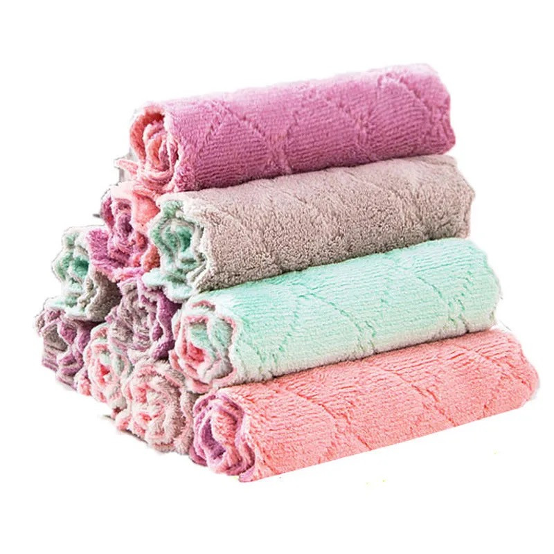 10db szuper nedvszívó mikroszálas konyhai mosogatórongy Nagy hatékonyságú étkészlet háztartási tisztítótörlő konyhai eszköz véletlenszerű szín