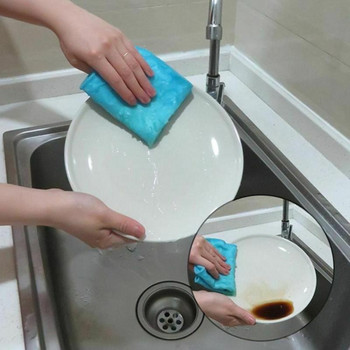 1 бр двойна кърпа за чинии Ефективна кухненска кърпа против мазнина от бамбукови влакна Инструменти за почистване на дома за миене на съдове Подложка за почистване
