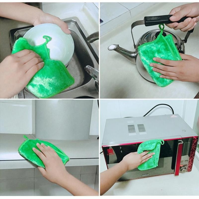 1 tk kahekordne nõudepesulapp, tõhus bambusest kiust kööginõu rasvavastane pesurätik Kodupuhastusvahendid nõudepesuks küürimislapp