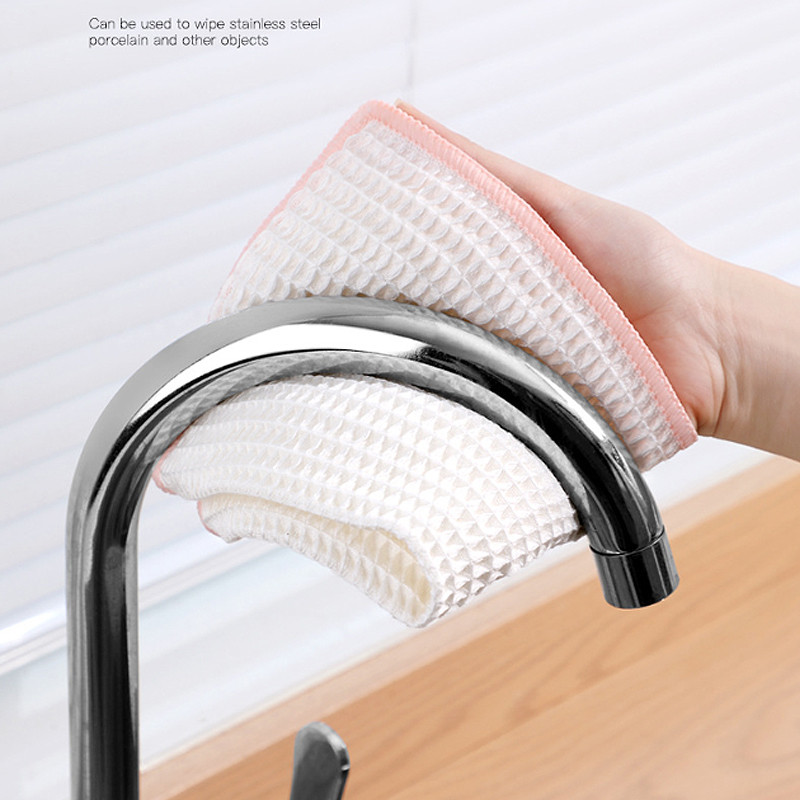 3 db törülköző tapadásmentes olajos gofri puha konyhai tisztítókendő bambuszszálas edény Erős nedvszívó súrolópárna méhsejt törlőrongy