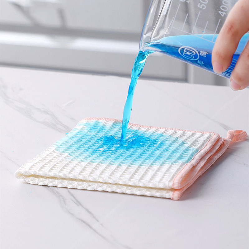 3 db törülköző tapadásmentes olajos gofri puha konyhai tisztítókendő bambuszszálas edény Erős nedvszívó súrolópárna méhsejt törlőrongy