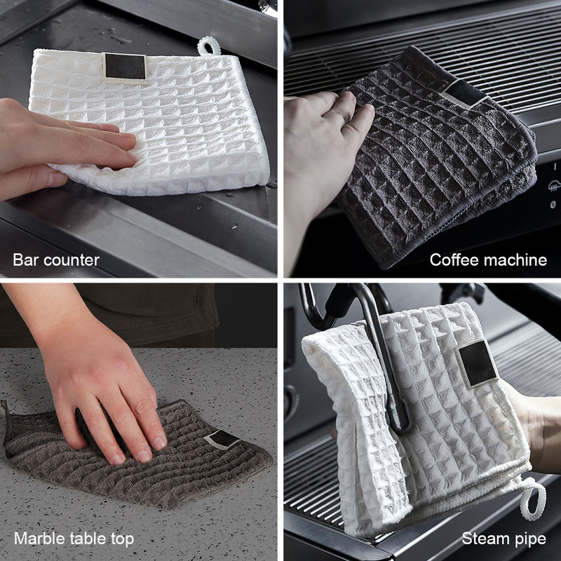 30x30cm Weave kéztörlő prémium mikroszálas konyhai törölköző szuper nedvszívó, gyorsan száradó szöszmentes kéztörlő Barista bárhoz