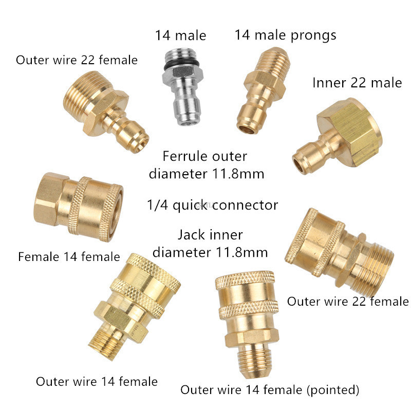 Réz 1/4" nagynyomású gyorscsatlakozó autómosó adapter vízpisztoly hidraulikus csatlakozók csatlakozók kerti öntözéshez