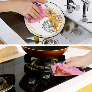 10 τμχ Πετσέτες καθαρισμού κουζίνας Πανί καθαρισμού πιάτων από μικροΐνες Αντικολλητικό καθαριστικό πιάτο με λάδι Επαναχρησιμοποιήσιμα σκεύη οικιακής χρήσης καθαρά πανάκια