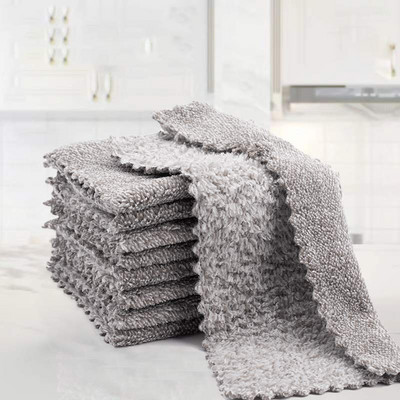 10db Konyhai tisztítókendők Mikroszálas edénytisztító törlőkendő Tapadásmentes olajos súrolóedény Újrafelhasználható étkészlet Háztartási tisztítórongyok