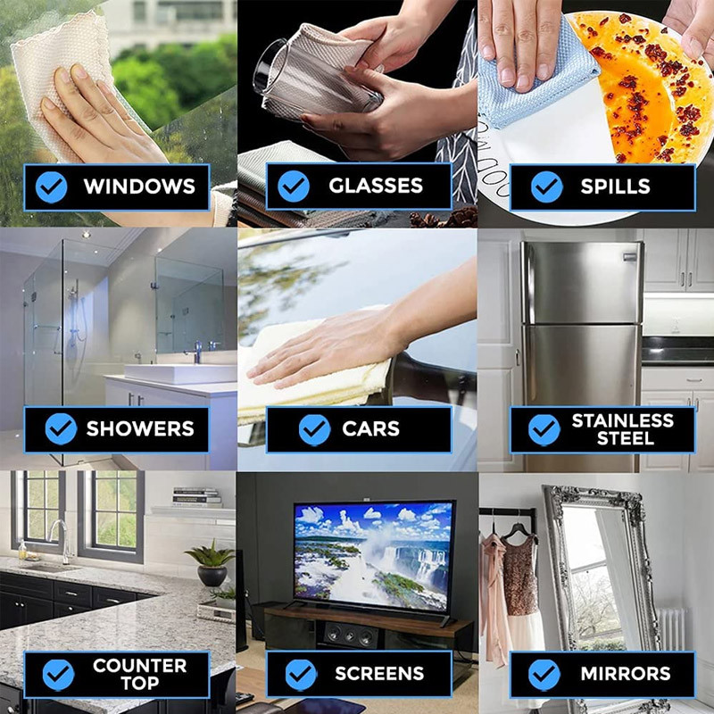 Hal pikkelyes törlőkendő Újrafelhasználható mikroszálas tisztítókendők Üvegtisztító rongyok Többcélú törülközők üveg konyhai rongyokhoz Törlőkendők