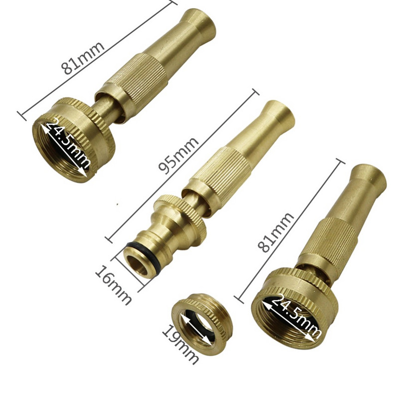Nagynyomású, változó áramlású közvetlen befecskendezési típusú vízpisztoly, 16 mm-es csonkcsatlakozó 1/2"-3/4" menetes öntöző autómosó fúvóka