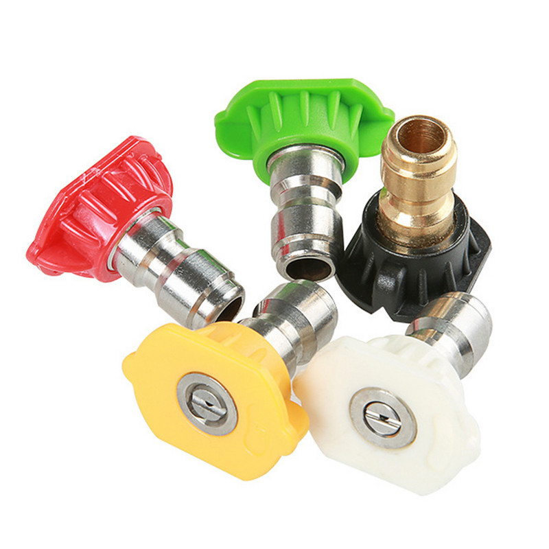 1 db magasnyomású mosó szórófejes fúvóka, 1/4" gyorscsatlakozó 5 permetezőfúvókával, több fokozatban (0, 15, 25, 40, 65 fok)