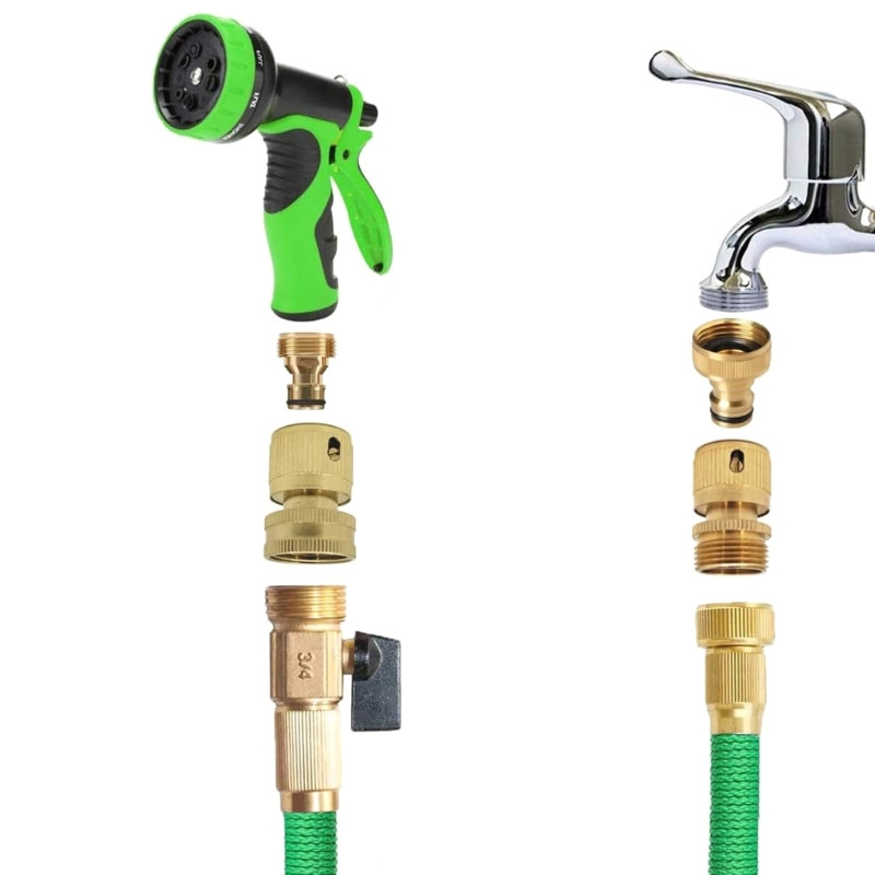 2db Garden Yard 3/4" sárgaréz gyorscsatlakozó kerti csap adapter menetcsavar az autómosó tartozékhoz