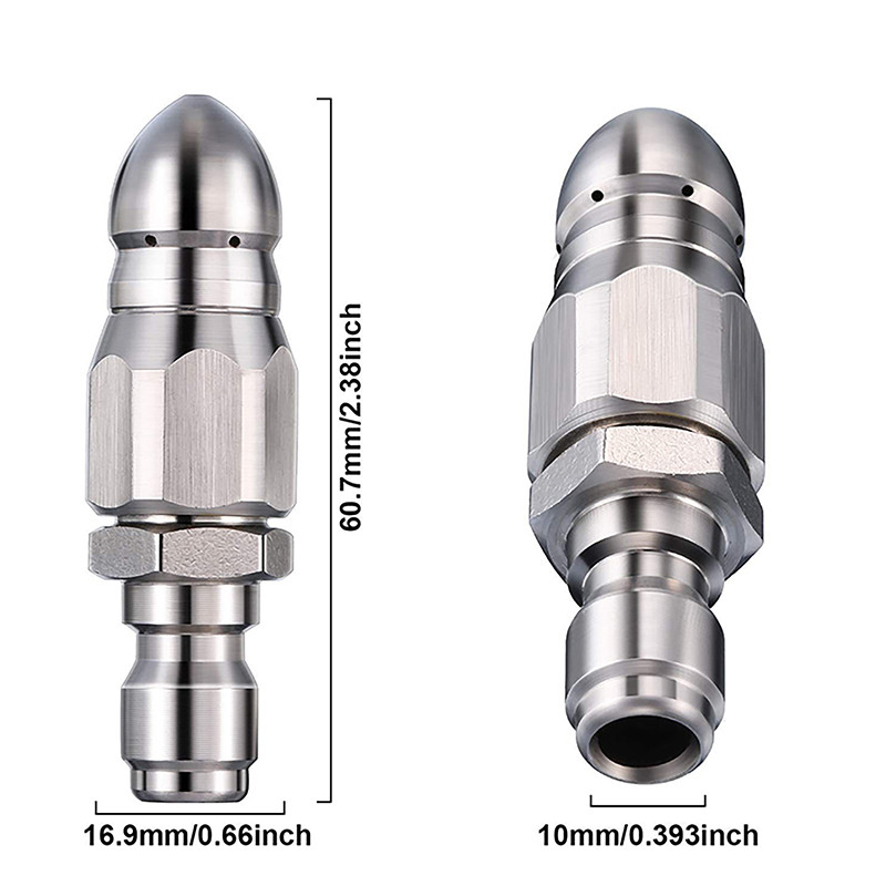1/4 hüvelykes rozsdamentes acél magasnyomású mosó leeresztő csatorna tisztító csősugár spray gyorscsatlakozós leeresztő tömlő fúvóka hátsó kopásállósága
