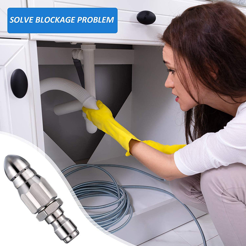 1/4 hüvelykes rozsdamentes acél magasnyomású mosó leeresztő csatorna tisztító csősugár spray gyorscsatlakozós leeresztő tömlő fúvóka hátsó kopásállósága