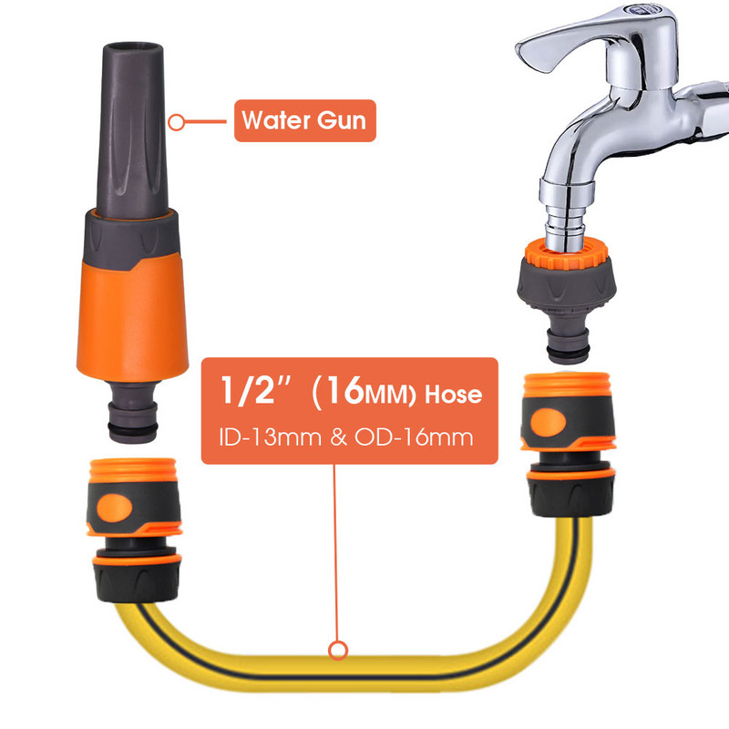 Állítható közvetlen befecskendezéses vízpisztoly nagynyomású autómosó fúvókák 1/2 és tömlőhöz kerti otthoni öntözőlocsoló tisztítóeszköz