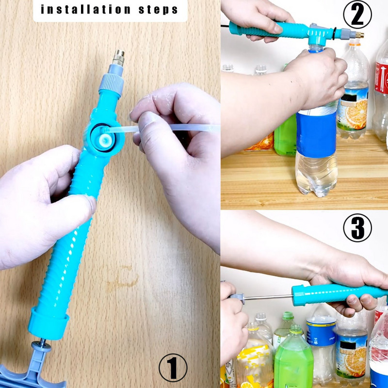 Nagynyomású levegőszivattyú kézi permetező, állítható italpalack szórófejes fúvóka Kerti öntözőeszköz Hordozható