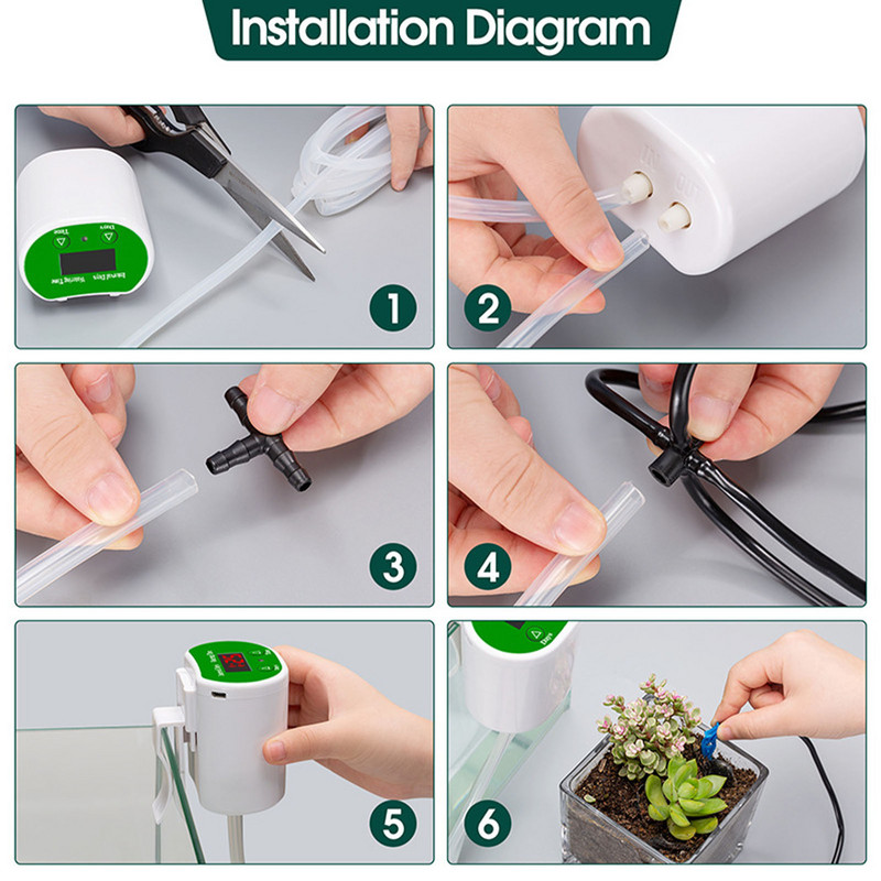 Csepegtető öntözőkészlet Beltéri öntözőrendszer cserepes növényekhez Automatikus önöntöző eszköz programozható idővel