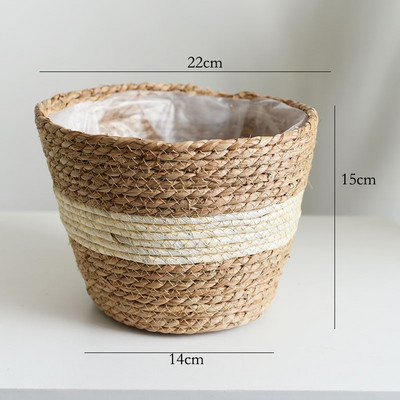 Straw Weaving Flower Plant Καλάθι Γλάστρας Grass Planter Καλάθι Εσωτερικού εξωτερικού χώρου κάλυμμα γλάστρας Δοχεία φυτών για φυτικά φυτά