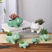 Creative Ceramic Mini Flowerpot Jucculent Planter Cute Green Plants Planter Γλάστρα με τρύπα Διακόσμηση κήπου σπιτιού εξωτερικού χώρου