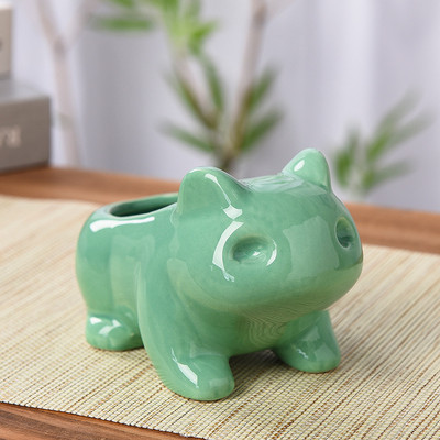 Creative Ceramic Mini Flowerpot Jucculent Planter Cute Green Plants Planter Γλάστρα με τρύπα Διακόσμηση κήπου σπιτιού εξωτερικού χώρου