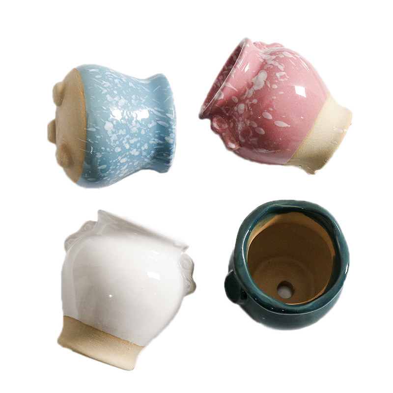 1db mini jégrepedezett kerámia virágcserepek pozsgás otthoni kerti asztali dekorációhoz Mini zamatos cserepek állvány színes virágcserép