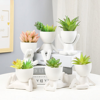 Creative Cute Imitation Humanoid κεραμική γλάστρα Jucculent Planter Crafts Βάζο γλάστρα Διακόσμηση σπιτιού Προσωποποιημένο δώρο