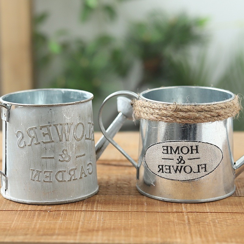 Kis méretű aranyos vintage vödör virágcserepes ültető Pozsgás növény virágcserepes otthoni kert dekoráció