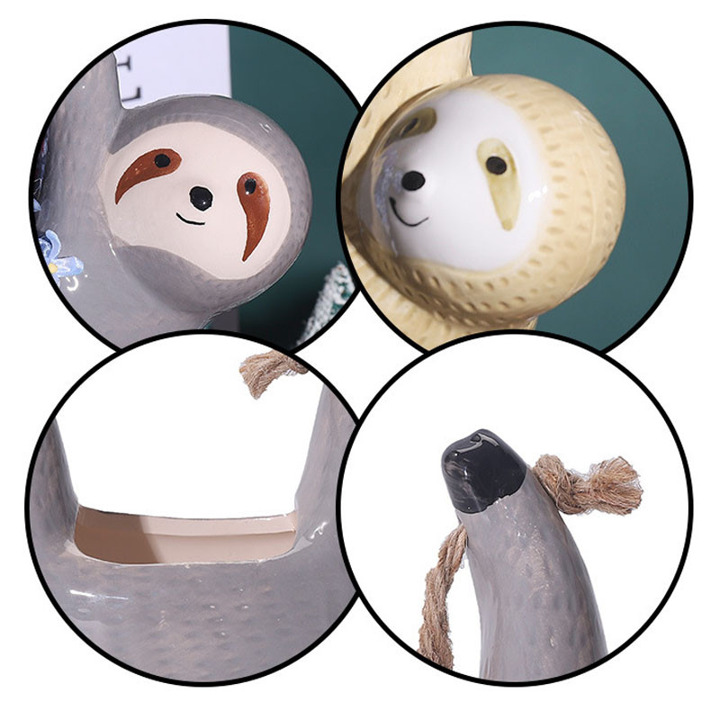 Kreatív kerámia függő virágcserepek Scindapsus Chlorophytum Lógó virágkosár Rajzfilmek Állatváza Kerti dekoráció