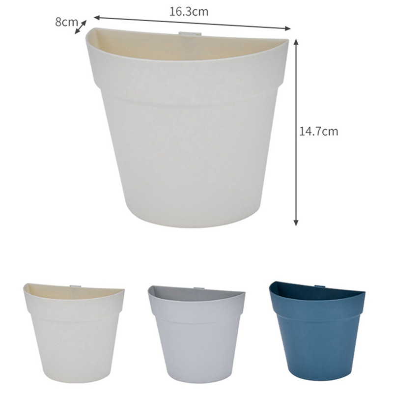 Kerti kiegészítők Falra szerelhető függő cserep Kreatív félkör alakú virágtartó Beltéri virágtartó cserepek függő fali ültető