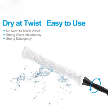 Microfiber Twist Mop Ασημί 57,5 ίντσες Dust Mop Washing Mop Καθαρισμός δαπέδου με απελευθέρωση χεριών με 1 αφαιρούμενη κεφαλή που πλένεται