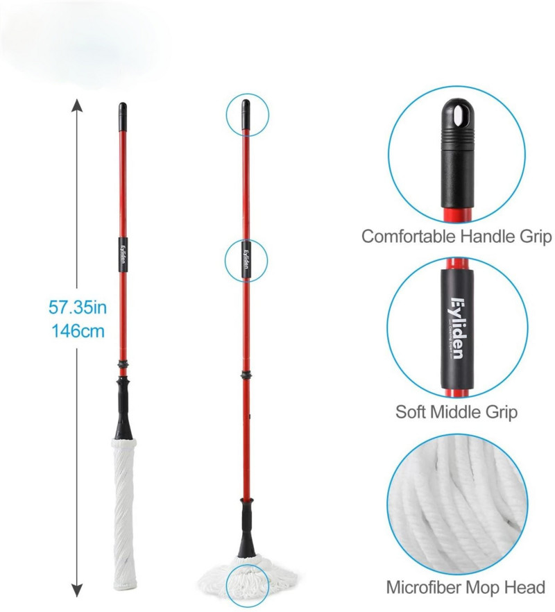 Mikroszálas csavaros felmosó, ezüst 57,5 hüvelykes pormosó felmosó felmosó felmosó kézi kioldós padlótisztítás 1 kivehető mosható fejjel