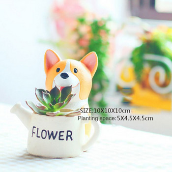 Γελοιογραφία Χαριτωμένο μικρό κοντό πόδι Corgi Dog κούκλα Μικρή γλάστρα Ρητίνη φυτό χυμώδες μπονσάι Κήπος Διακόσμηση επιφάνειας εργασίας κρεβατοκάμαρας