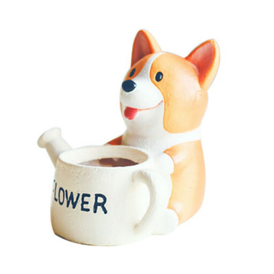 Γελοιογραφία Χαριτωμένο μικρό κοντό πόδι Corgi Dog κούκλα Μικρή γλάστρα Ρητίνη φυτό χυμώδες μπονσάι Κήπος Διακόσμηση επιφάνειας εργασίας κρεβατοκάμαρας