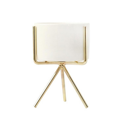 2021-es divatos kerámia virágcserép elegáns arany vas keretes virágnövénytartó zamatos cserepes irodai asztali dísz