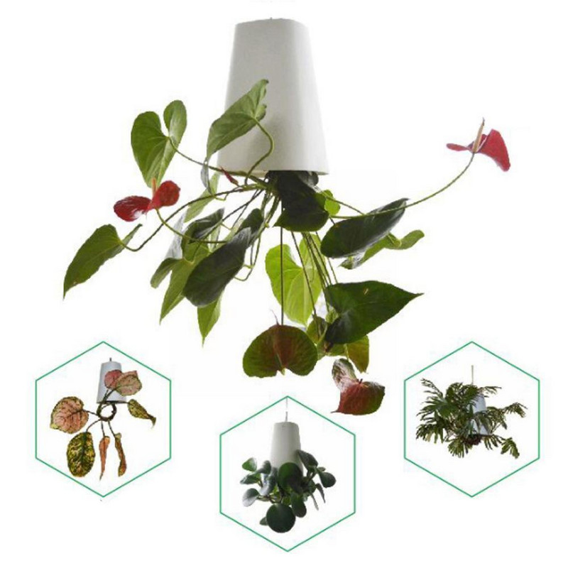 Fordított égbolt Kerti függő edény fejjel lefelé ültető virágcserep 360 fokban elforgatható tároló kerti virágcserepek kosár műanyag J8K6