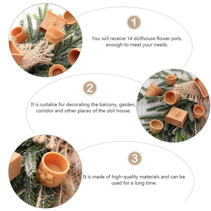 7 db/Szett Gyűjtemények Mini miniatűr bonsai virágcserép 1/12 babaházhoz Tündérkert dekor kiegészítők