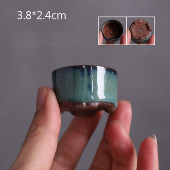 Χονδροειδής κεραμικής Semi Glaze Μίνι σαρκώδης γλάστρα Mini Pot Pocket Πράσινο φυτό Διακόσμηση σπιτιού Thumb Γλάστρα με τρύπα ZC528