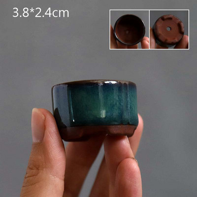 Χονδροειδής κεραμικής Semi Glaze Μίνι σαρκώδης γλάστρα Mini Pot Pocket Πράσινο φυτό Διακόσμηση σπιτιού Thumb Γλάστρα με τρύπα ZC528