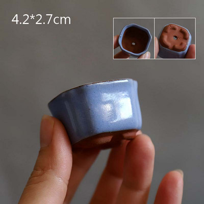 Χονδροειδής κεραμικής Semi Glaze Μίνι σαρκώδης γλάστρα Mini Pot Pocket Πράσινο φυτό Διακόσμηση σπιτιού Thumb Γλάστρα με τρύπα ZC528