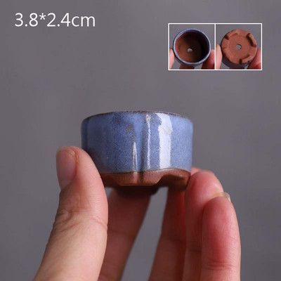 Χονδροειδής κεραμικής Semi Glaze Μίνι σαρκώδης γλάστρα Mini Pot Pocket Πράσινο φυτό Διακόσμηση σπιτιού Thumb Γλάστρα με τρύπα ZC528