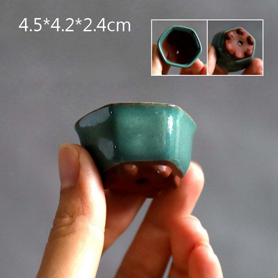 Χονδροειδής κεραμικής Semi Glaze Μίνι σαρκώδης γλάστρα Mini Pot Pocket Πράσινο φυτό Διακόσμηση σπιτιού Thumb Γλάστρα με τρύπα ZC528