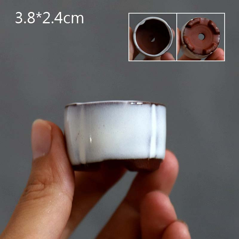 Durva kerámia félmáz mini húsos virágcserép mini cserepes zseb zöld növény otthoni dekoráció hüvelykujj virágcserép lyukkal ZC528