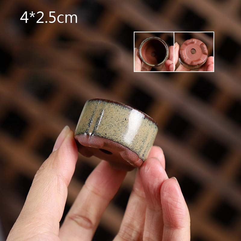 Durva kerámia félmáz mini húsos virágcserép mini cserepes zseb zöld növény otthoni dekoráció hüvelykujj virágcserép lyukkal ZC528