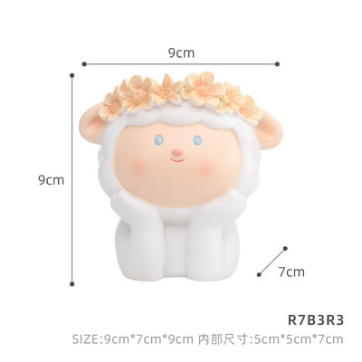 ROOGO Resin Cartoon Animals Design zamatos cserepek vízelvezető virágcserepekkel beltéri, kültéri aranyos kaktusz nyúlültetőhöz