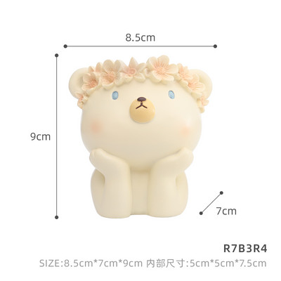 ROOGO Resin Cartoon Animals Design zamatos cserepek vízelvezető virágcserepekkel beltéri, kültéri aranyos kaktusz nyúlültetőhöz