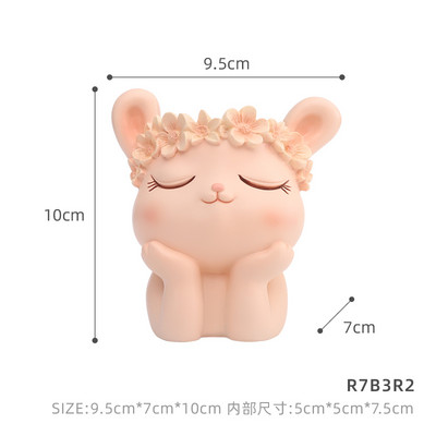 ROOGO Resin Cartoon Animals Design zamatos cserepek vízelvezető virágcserepekkel beltéri, kültéri aranyos kaktusz nyúlültetőhöz