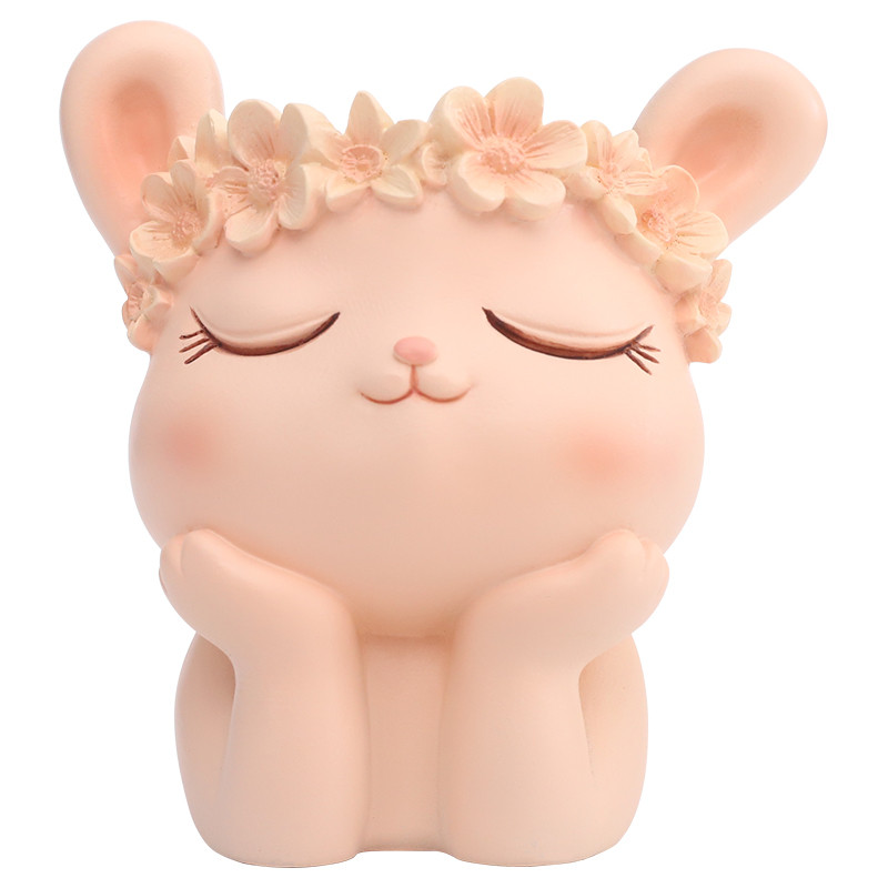 ROOGO Resin Cartoon Animals Design zamatos cserepek vízelvezető virágcserepekkel beltéri, kültéri aranyos kaktusz nyúlültetőhöz