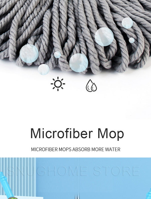 Самоизстискващ се моп за измиване на пода Изстискване Мързеливо въртене и отиване вкъщи Помощ Мокро сухо чистачка Инструменти за почистване Кръгла скрубер за прозорец Плочка