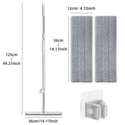 Joybos mikroszálas lapos felmosó, szabadkézi, nyomógombos tisztító padlómosó 2 mosható, cserélhető felmosóval, háztartási tisztítóeszköz