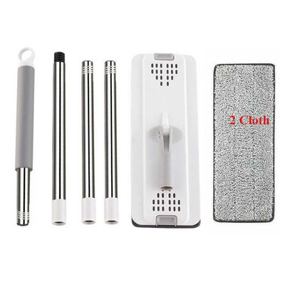 Padlótisztító felmosó mikroszálas felmosópárnával, rozsdamentes acél lapos kinyomható felmosómosó háztartási padlótisztító eszköz